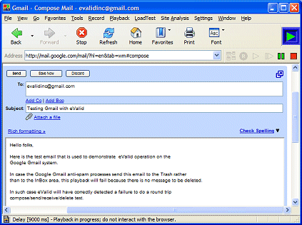 Gmail Example: Email is ready to send...