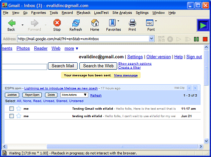 Gmail Example: Email has been sent...