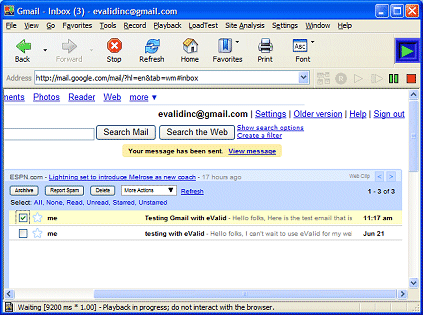 Gmail Example: Email before being deleted...