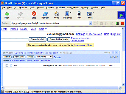 Gmail Example: Email after being deleted...