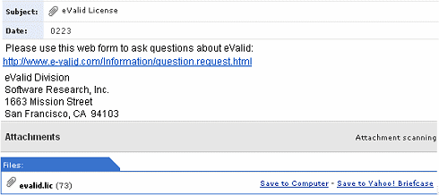 Sample of Email Showing Plain Text and Attachment Form of Message Based on your.name@yahoo.com