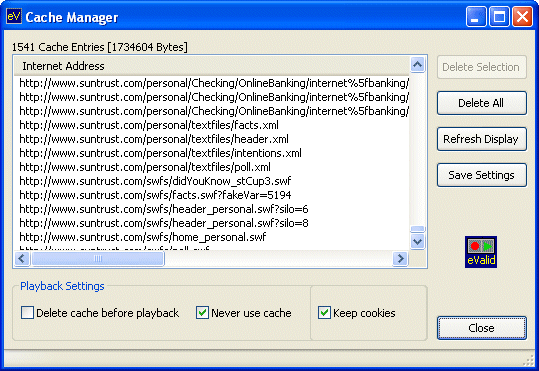 Cache Management Window