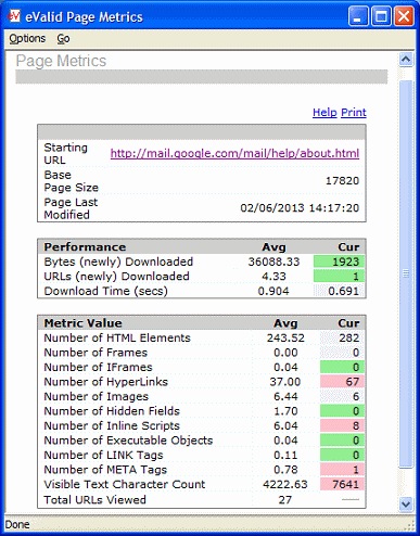 Metrics Popup Display