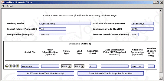 Scenario Editor With One Line Filled Out