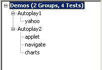 Selecting a test group from the Master Test Tree