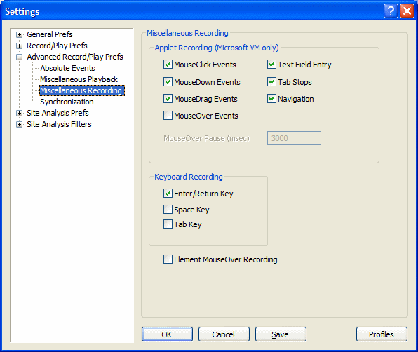 Miscellaneous Recording Settings